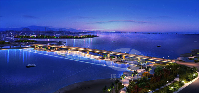大橋夜景照明設(shè)計(jì)鳥(niǎo)瞰圖
