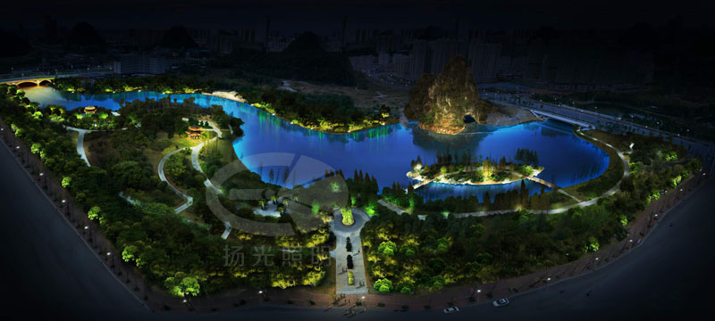 公園夜景亮化設(shè)計(jì)鳥瞰圖